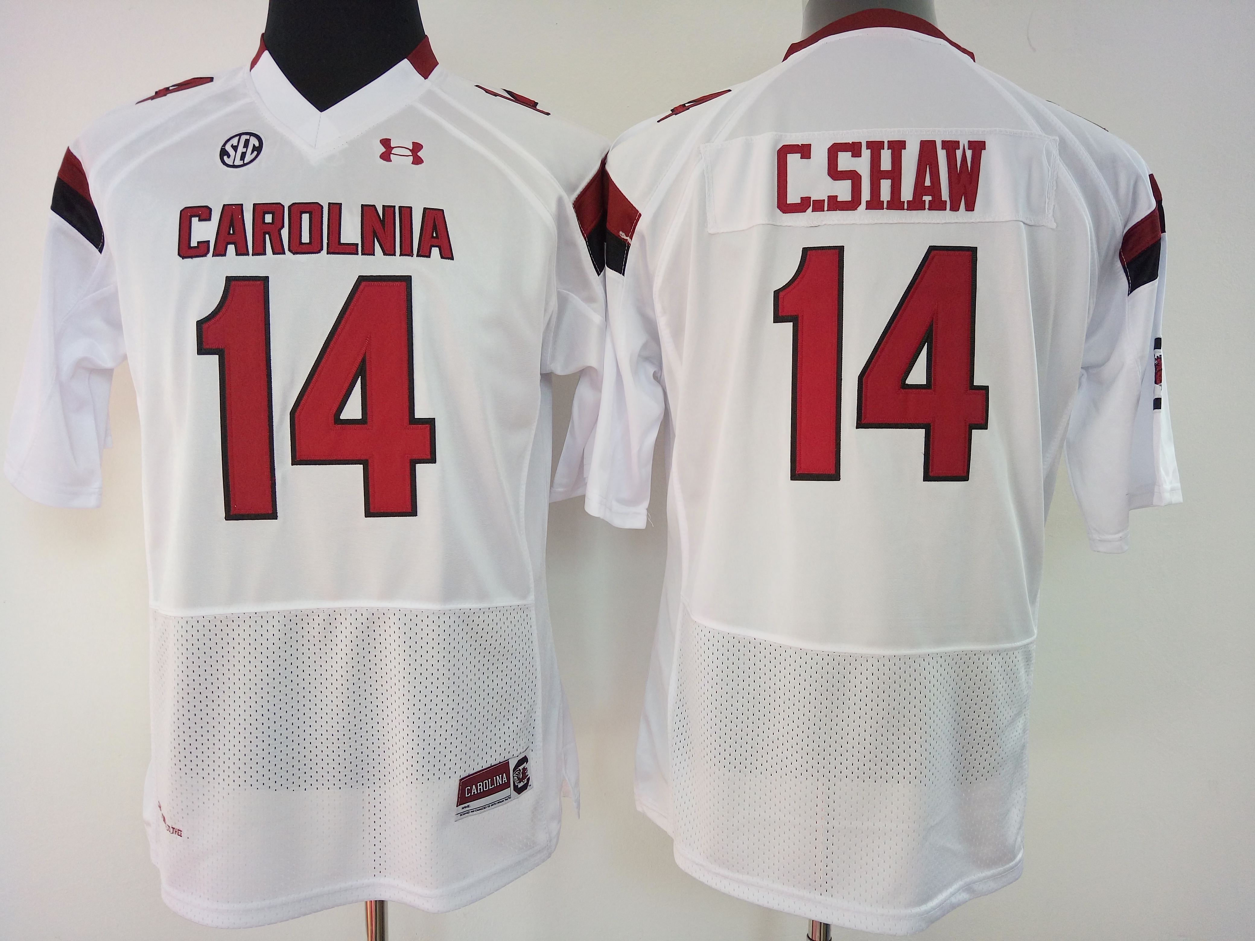 NCAA Womens South Carolina Gamecock White 14 c shaw jerseys